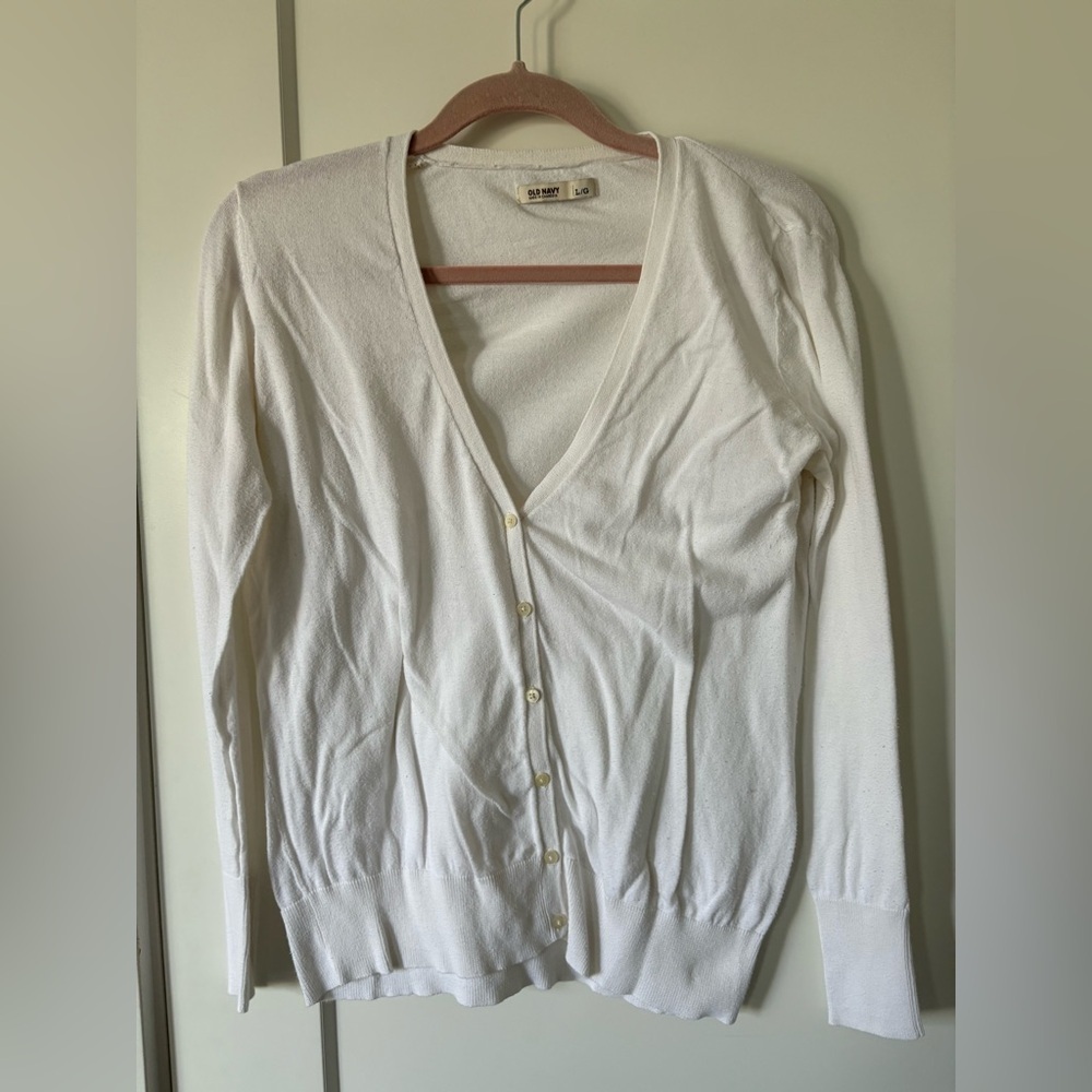 Old Navy White Button-Up Women's Cardigan